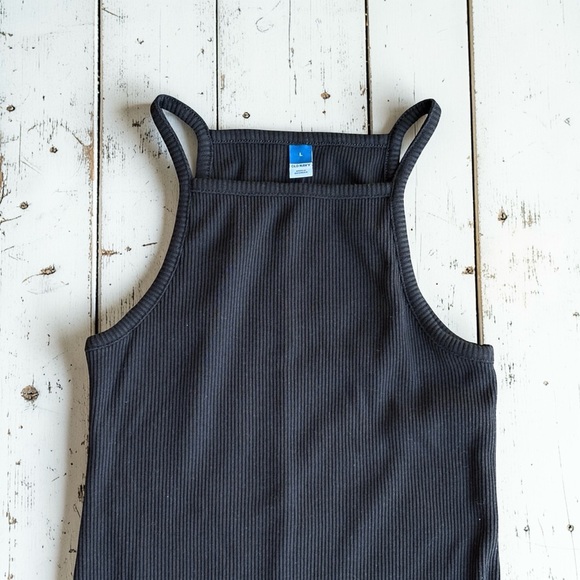Old Navy Ribbed Black Midi Dress Size Large Sleeveless Bodycon Casual Minimalist - Picture 6 of 8